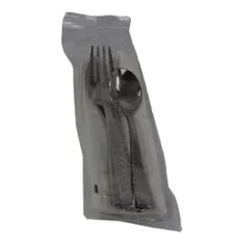 6PC Cutlery Kit PLA Silver With Napkin,Fork,Knife,Salt & Pepper,Soup Spoon 100/Case