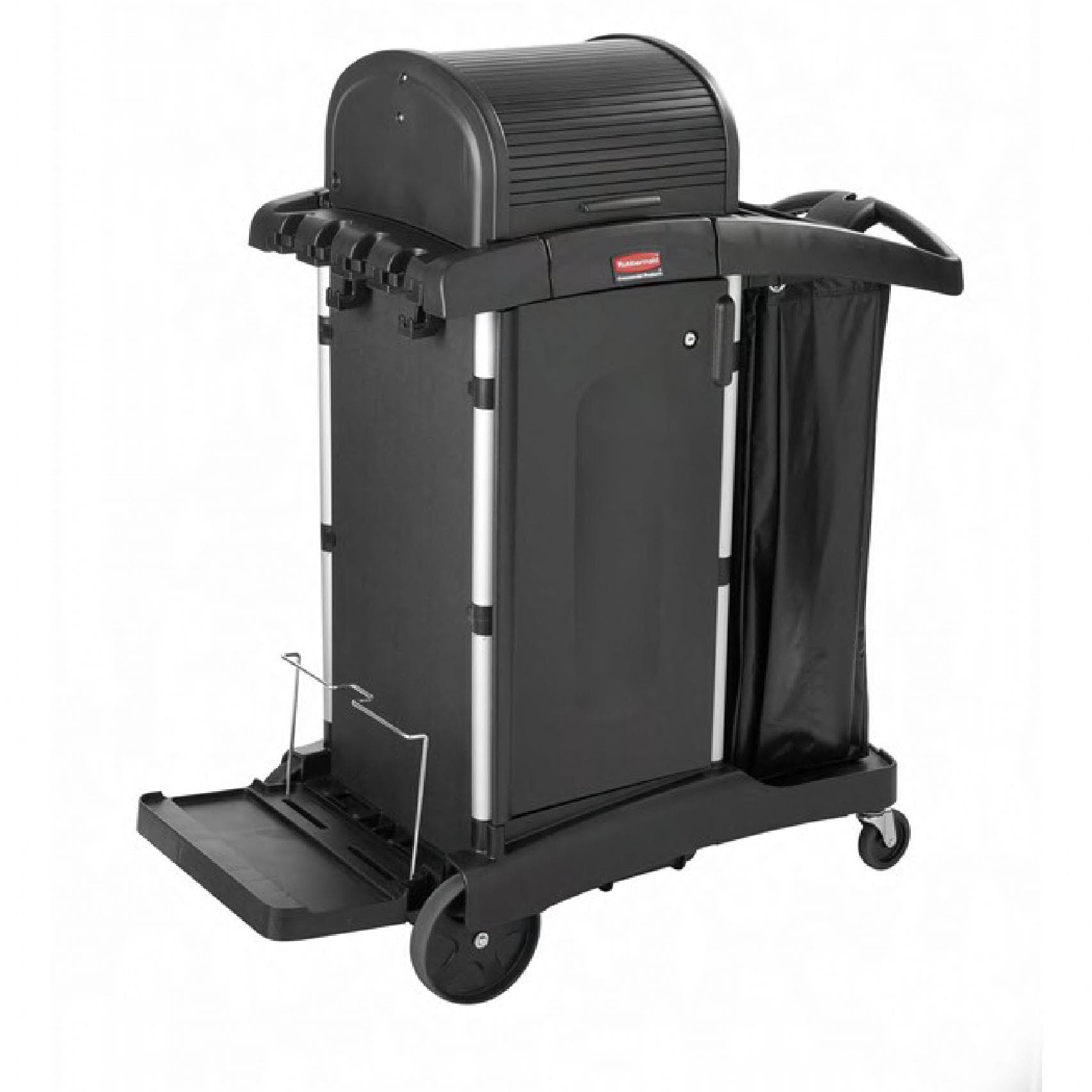 Executive Series™ Janitorial Cleaning Cart Black Plastic Executive With Doors & Hood High Security 1/Case