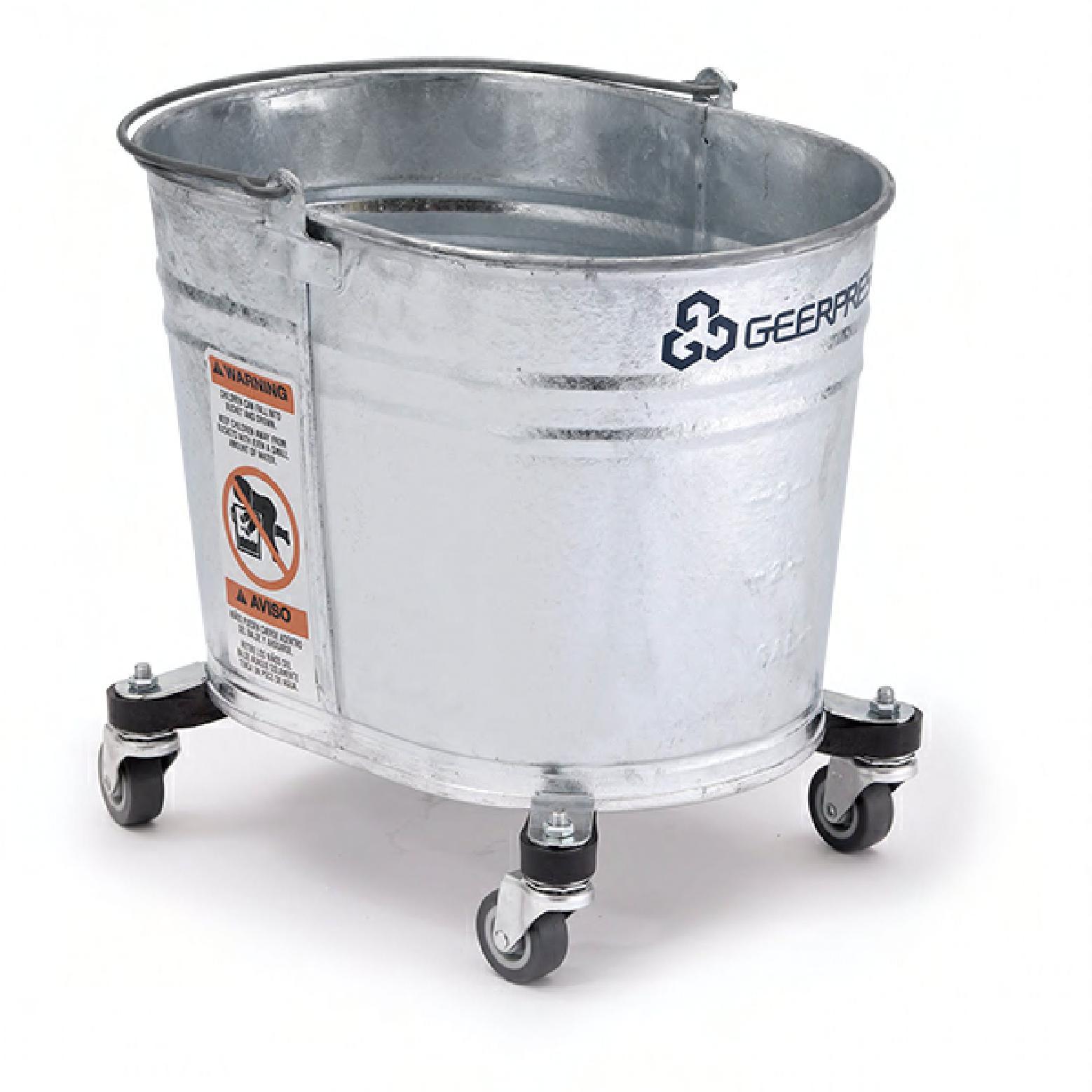 Seaway® Bucket 17X15X16 IN 26 QT Galvanized Steel Oval 2IN Casters 1/Each