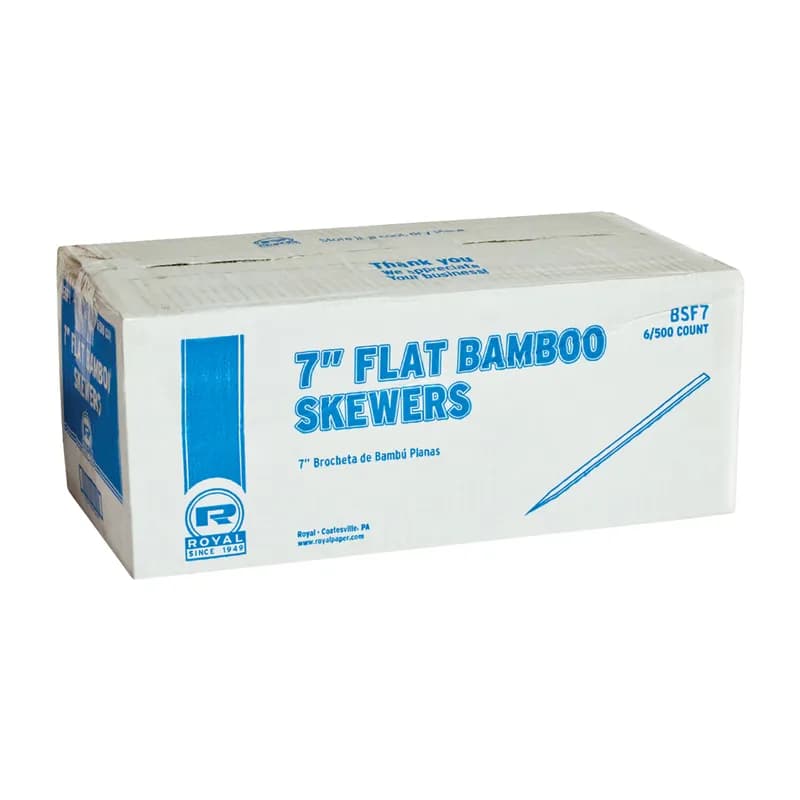 Food Skewer Flat Pick 7 IN Bamboo Assorted Brown 500 Count/Pack 6 Packs/Case 3000 Count/Case