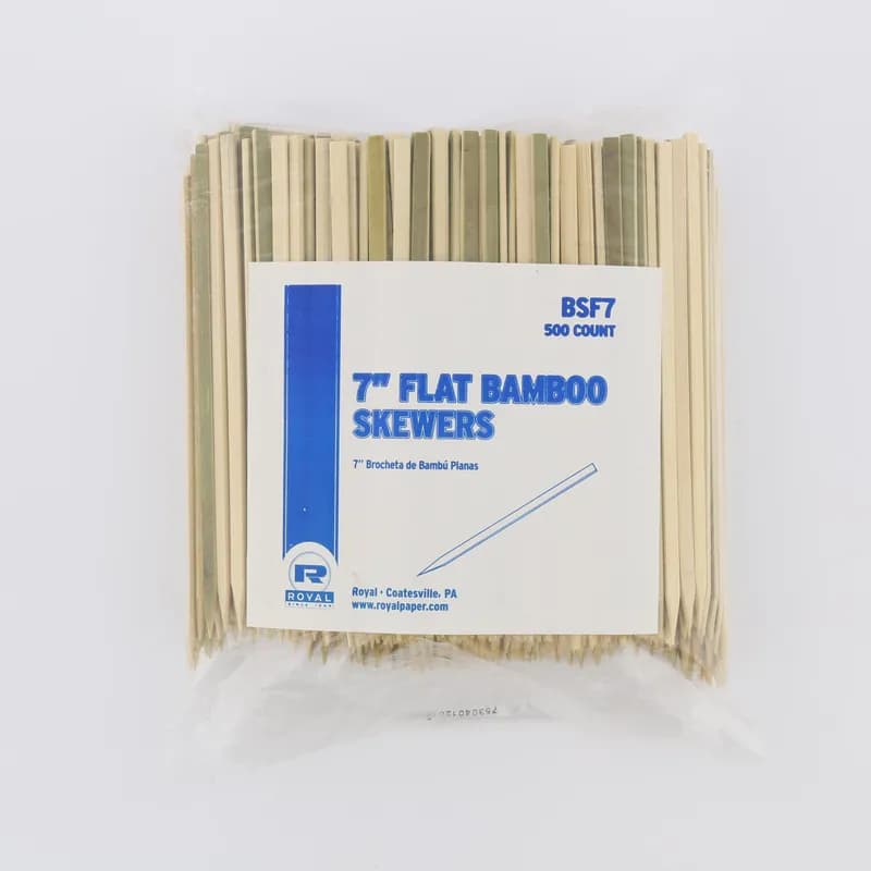 Food Skewer Flat Pick 7 IN Bamboo Assorted Brown 500 Count/Pack 6 Packs/Case 3000 Count/Case