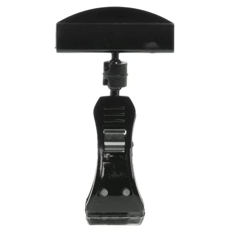 Sign Holder 4 IN Plastic Black Clip-On Rubber-Lined 6/Pack