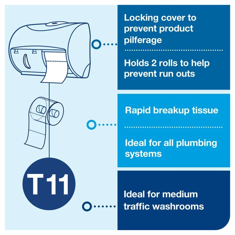 Tork OptiCore® T11 Toilet Paper Dispenser 7.18X11.036X8.18 IN Plastic Wall Mount, Locking Black Horizontal 1/Each