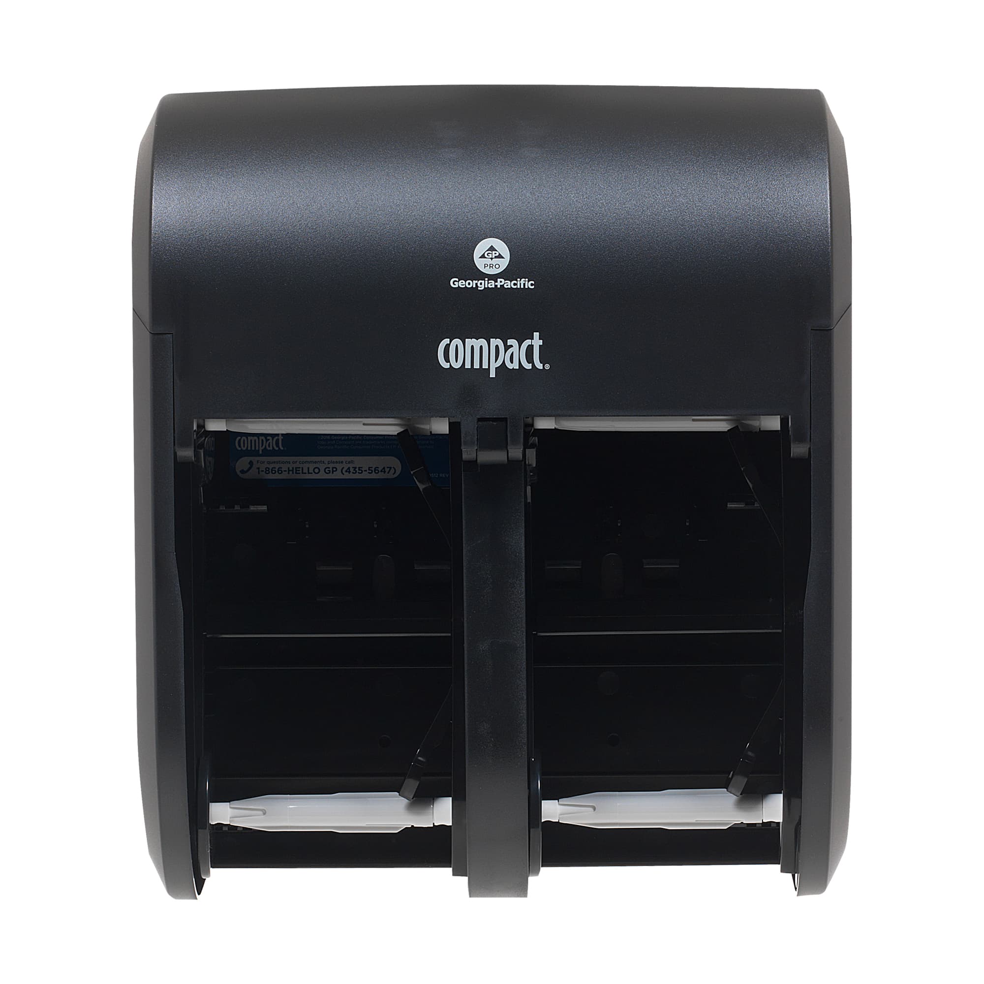 Compact® Toilet Paper Dispenser 5X5.375 IN Plastic Black 4-Roll Coreless Key Lock 1/Each