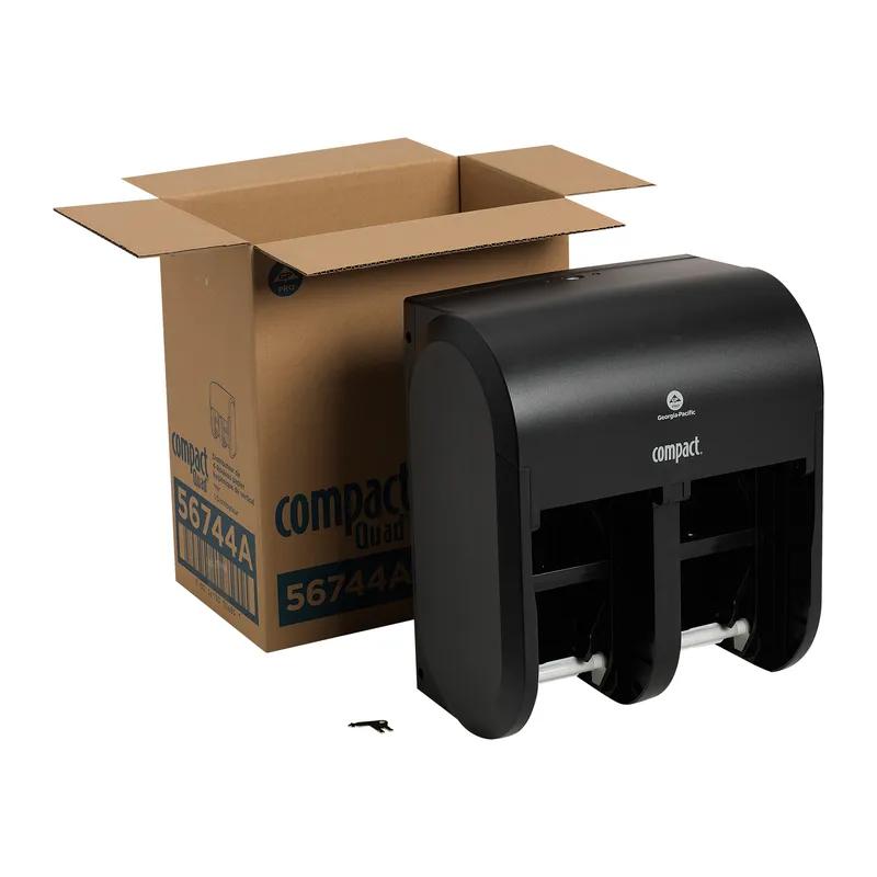 Compact® Toilet Paper Dispenser 5X5.375 IN Plastic Black 4-Roll Coreless Key Lock 1/Each