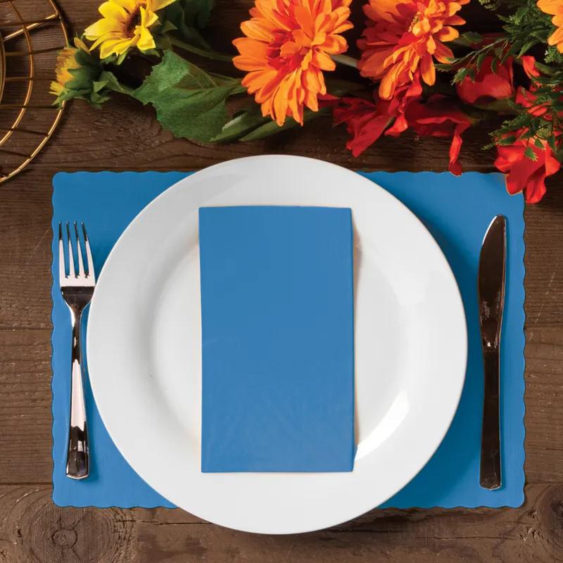 Placemat 14X10 IN Marina Blue Paper Scalloped 1000/Case