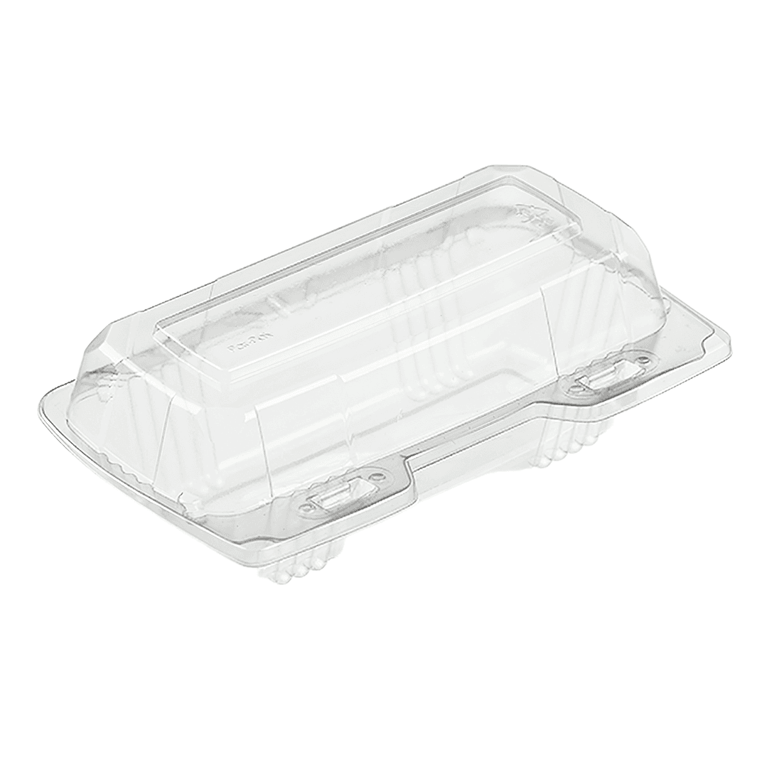 Polar Pak® Hot Dog Take-Out Container Hinged With Dome Lid 7X4X3 IN OPS Clear Rectangle Bar Lock 250/Case