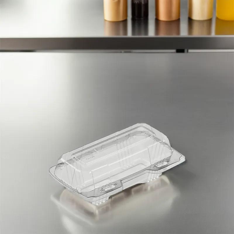 Polar Pak® Hot Dog Take-Out Container Hinged With Dome Lid 7X4X3 IN OPS Clear Rectangle Bar Lock 250/Case