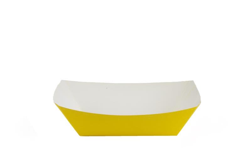 Food Tray 2 LB Paper Yellow Rectangle 1000/Case