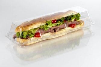 Fresh N' Sealed® Hoagie & Sub Take-Out Container Hinged With Dome Lid 12X5X3 IN PET Clear Rectangle 170/Case