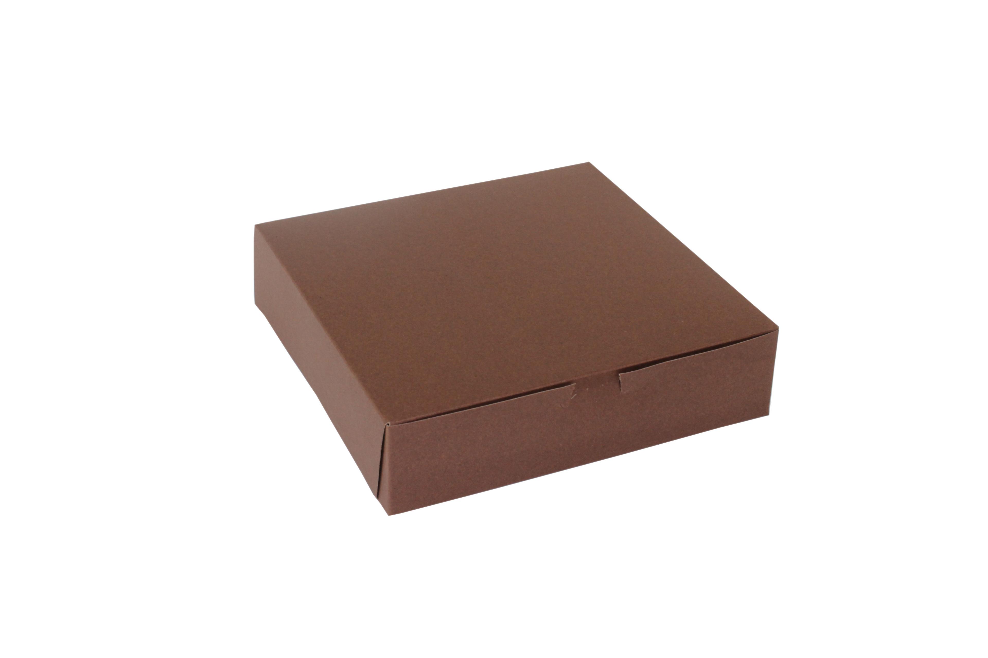 Bakery Box 10X10X2.5 IN Paperboard Chocolate Corner Lock 1-Piece 250/Case
