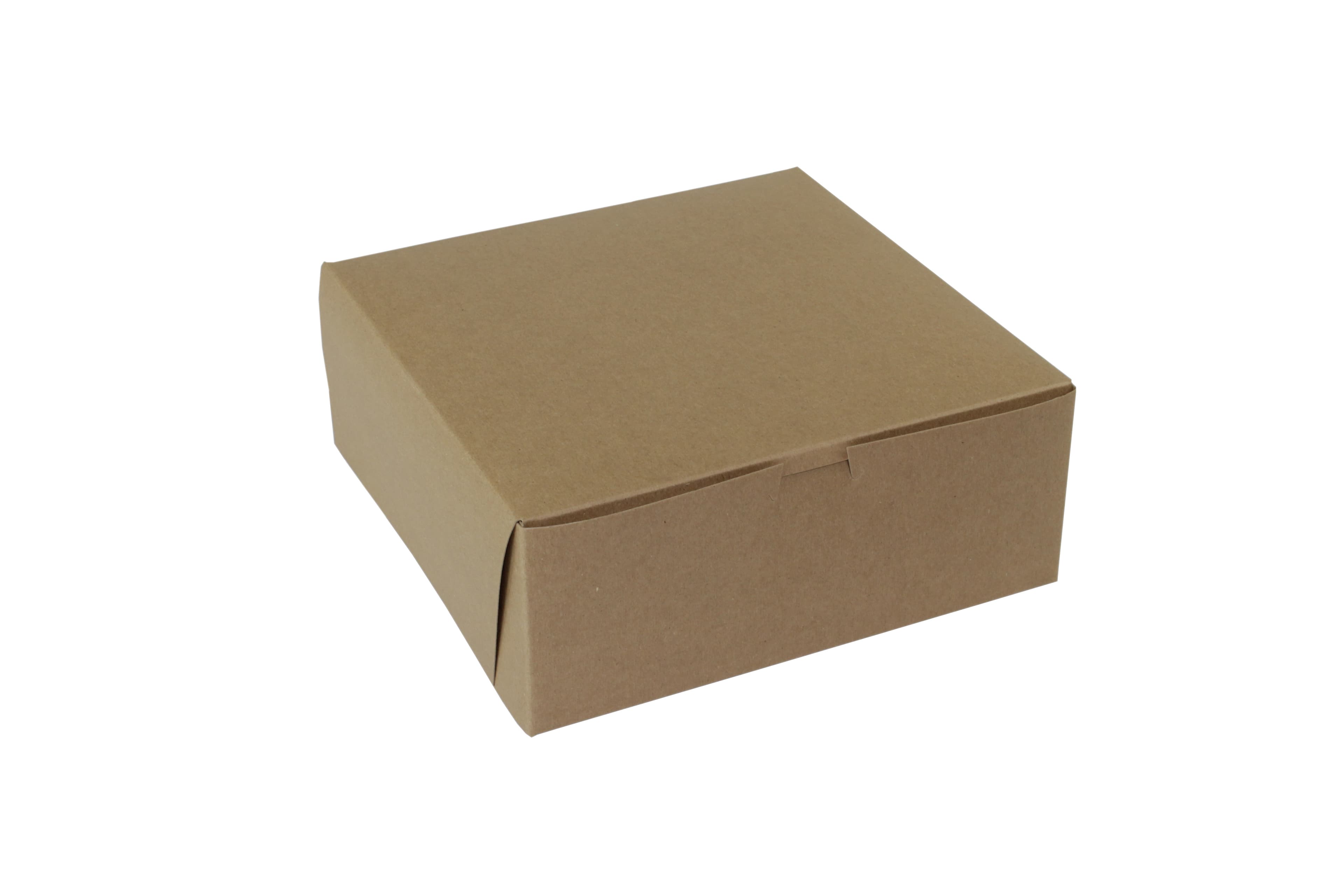Bakery Box 10X10X4 IN Paperboard Kraft Corner Lock 1-Piece 100/Case