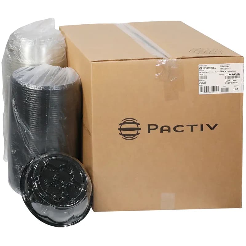 Cupcake Container & Lid Combo With Dome Lid 10.25X3.5 IN 7 Compartment PET Clear Black 110/Case