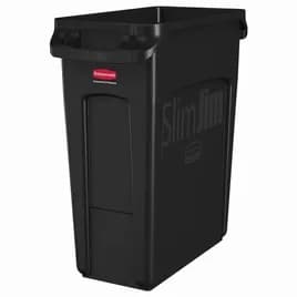 Slim Jim® Trash 1-Stream Trash Can 22X11X24.93 IN 16 GAL 64 QT Black Resin Venting Channels Slim 1/Each