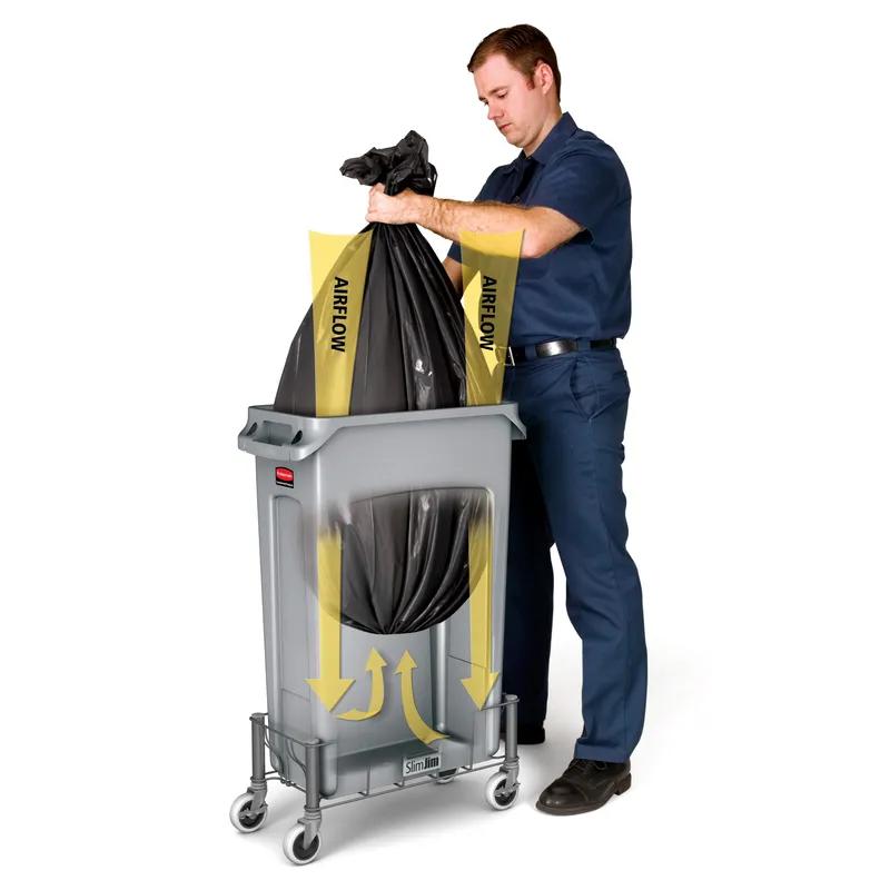 Slim Jim® Trash 1-Stream Trash Can 22X11X24.93 IN 16 GAL 64 QT Black Resin Venting Channels Slim 1/Each