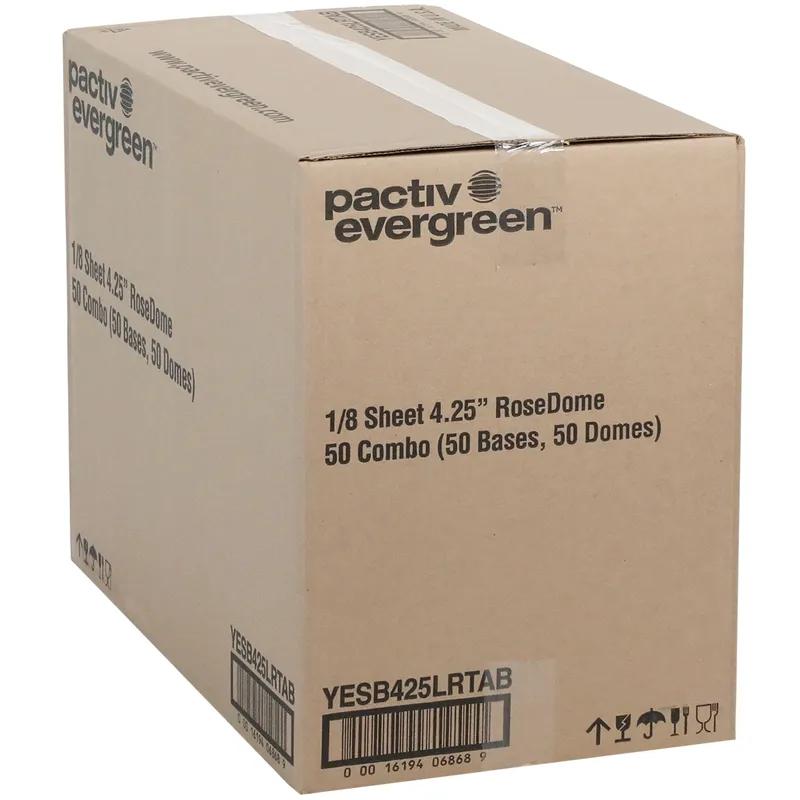 RoseDome Cake Container & Lid Combo With Dome Lid 1/8 Size 11X9X4.25 IN PET Clear Black Rectangle Long Tab 50/Case