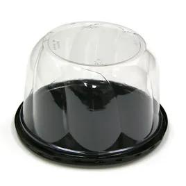 Cake Container & Lid Combo With Dome Lid 10.75X5 IN PET Clear Black Round Deep Swirl 50/Case