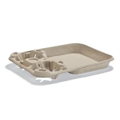 StrongHolder® Cup Carrier & Tray 14.88X11.5X2.06 IN 2 Compartment Molded Fiber Kraft For 8-44 OZ Without Handle 100/Case