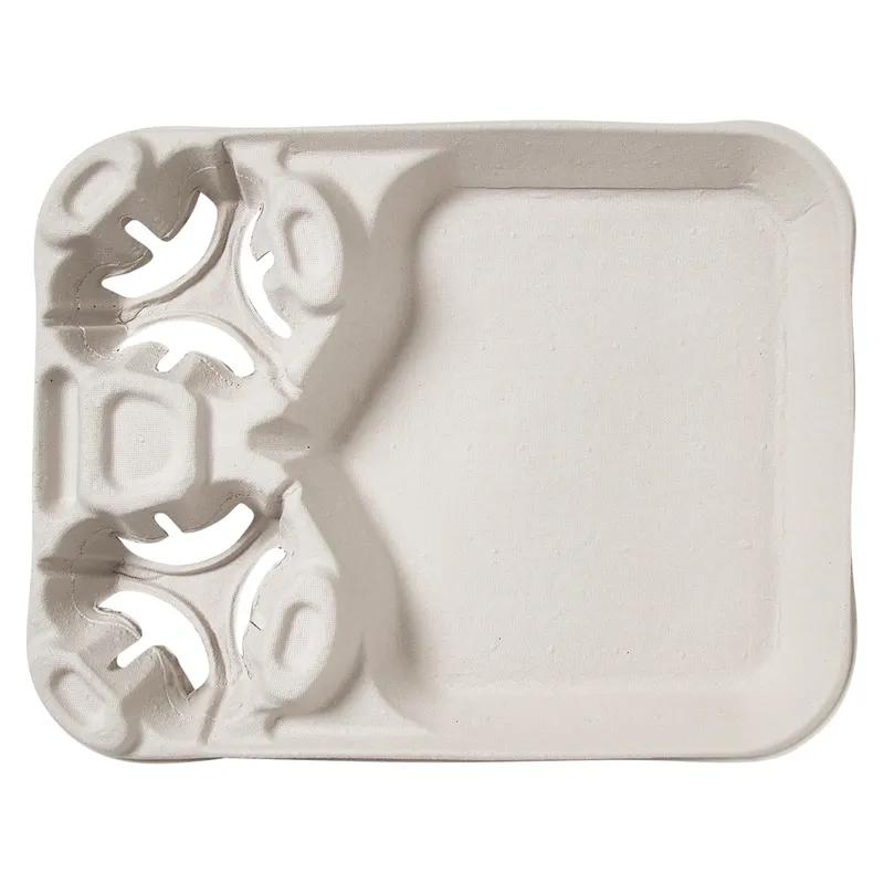 StrongHolder® Cup Carrier & Tray 14.88X11.5X2.06 IN 2 Compartment Molded Fiber Kraft For 8-44 OZ Without Handle 100/Case