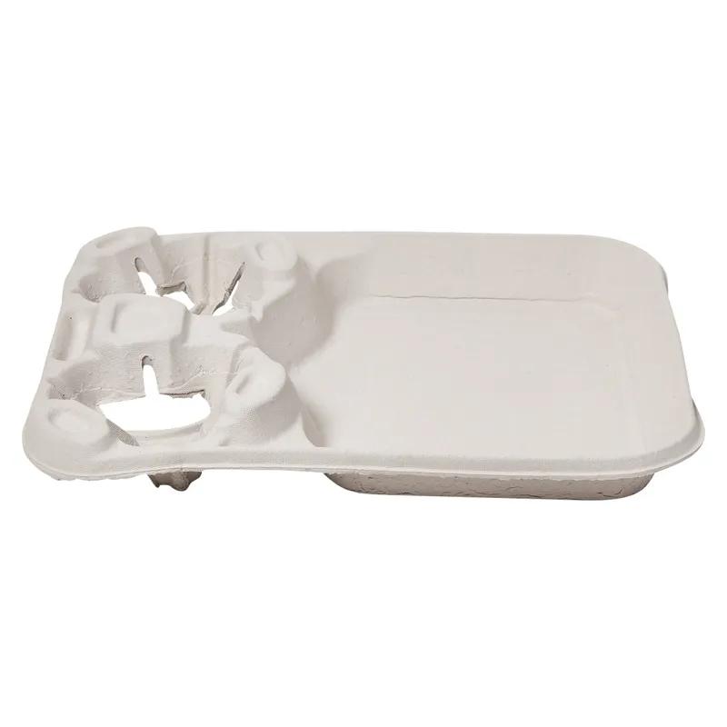 StrongHolder® Cup Carrier & Tray 14.88X11.5X2.06 IN 2 Compartment Molded Fiber Kraft For 8-44 OZ Without Handle 100/Case