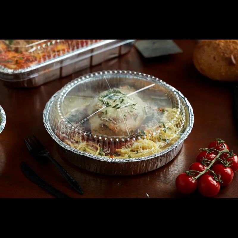 Take-Out Container Base 8.4X1.7 IN Aluminum Silver Round Hemmed Edge Grease Resistant 300/Case