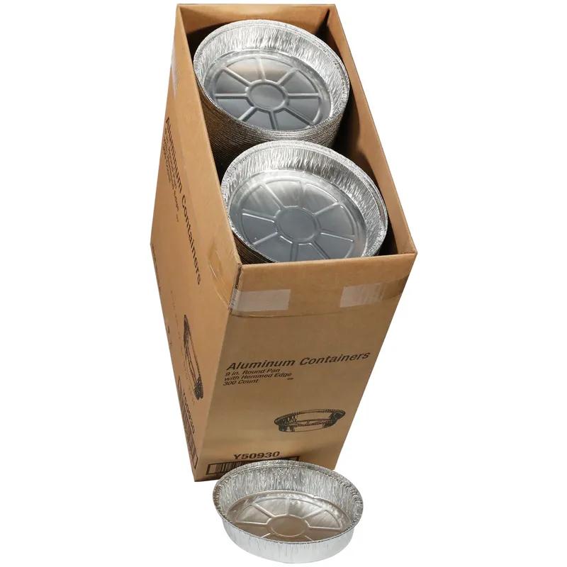 Take-Out Container Base 8.4X1.7 IN Aluminum Silver Round Hemmed Edge Grease Resistant 300/Case