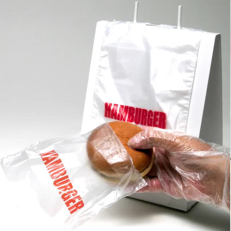 Hamburger Bag 6.5X7+1.75 IN HDPE 0.5MIL Printed FDA Compliant Portion Bag 2000/Case