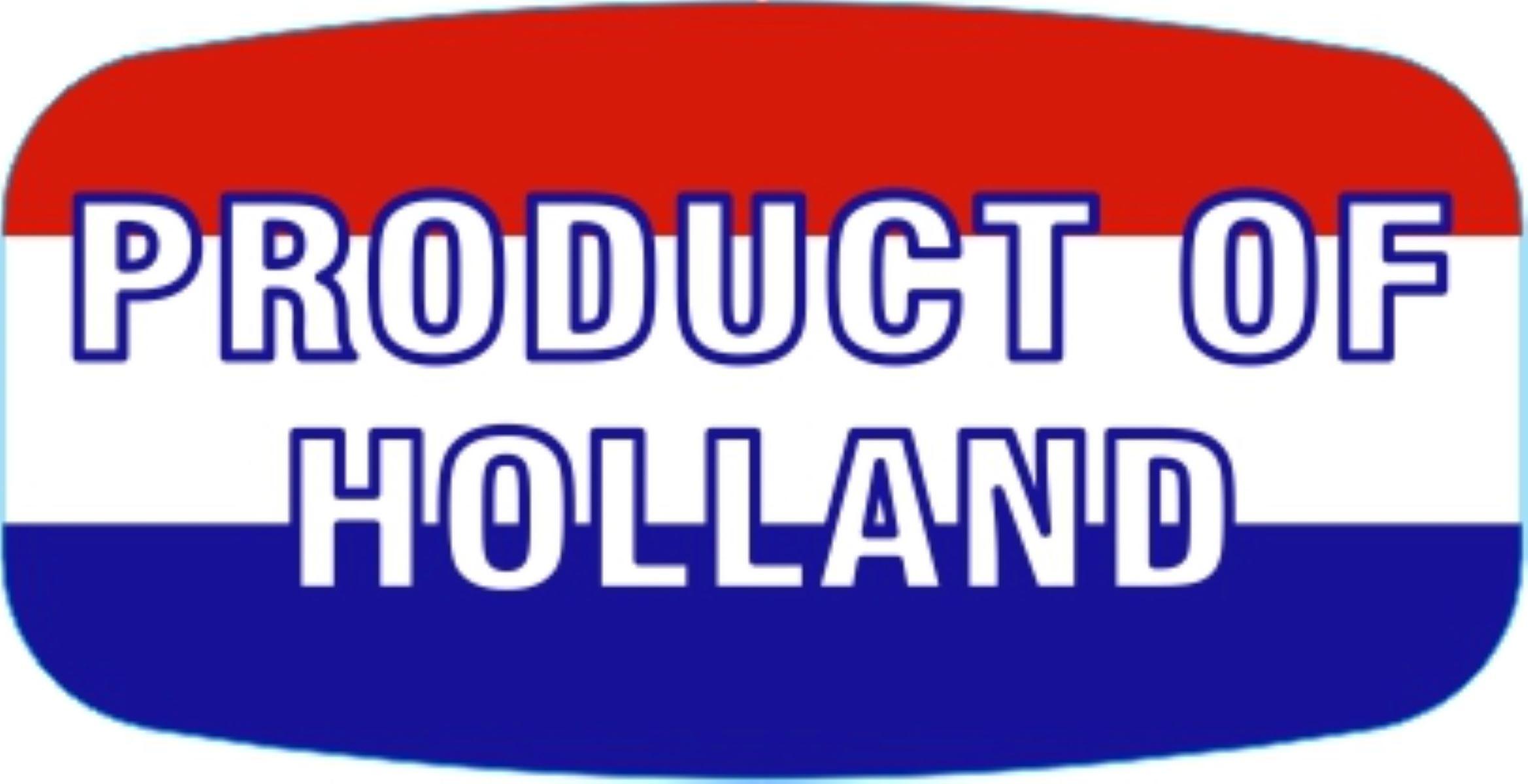 Product of Holland Origin Label Red Blue White Short Oval 1000 Count/Roll 60 Rolls/Case 60000 Count/Case