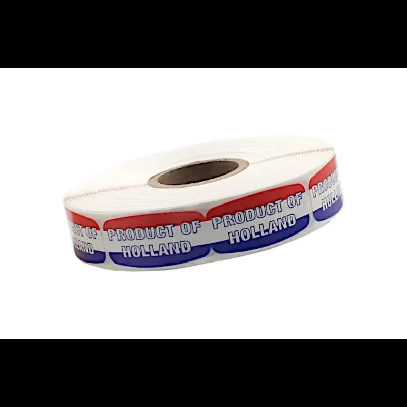 Product of Holland Origin Label Red Blue White Short Oval 1000 Count/Roll 60 Rolls/Case 60000 Count/Case