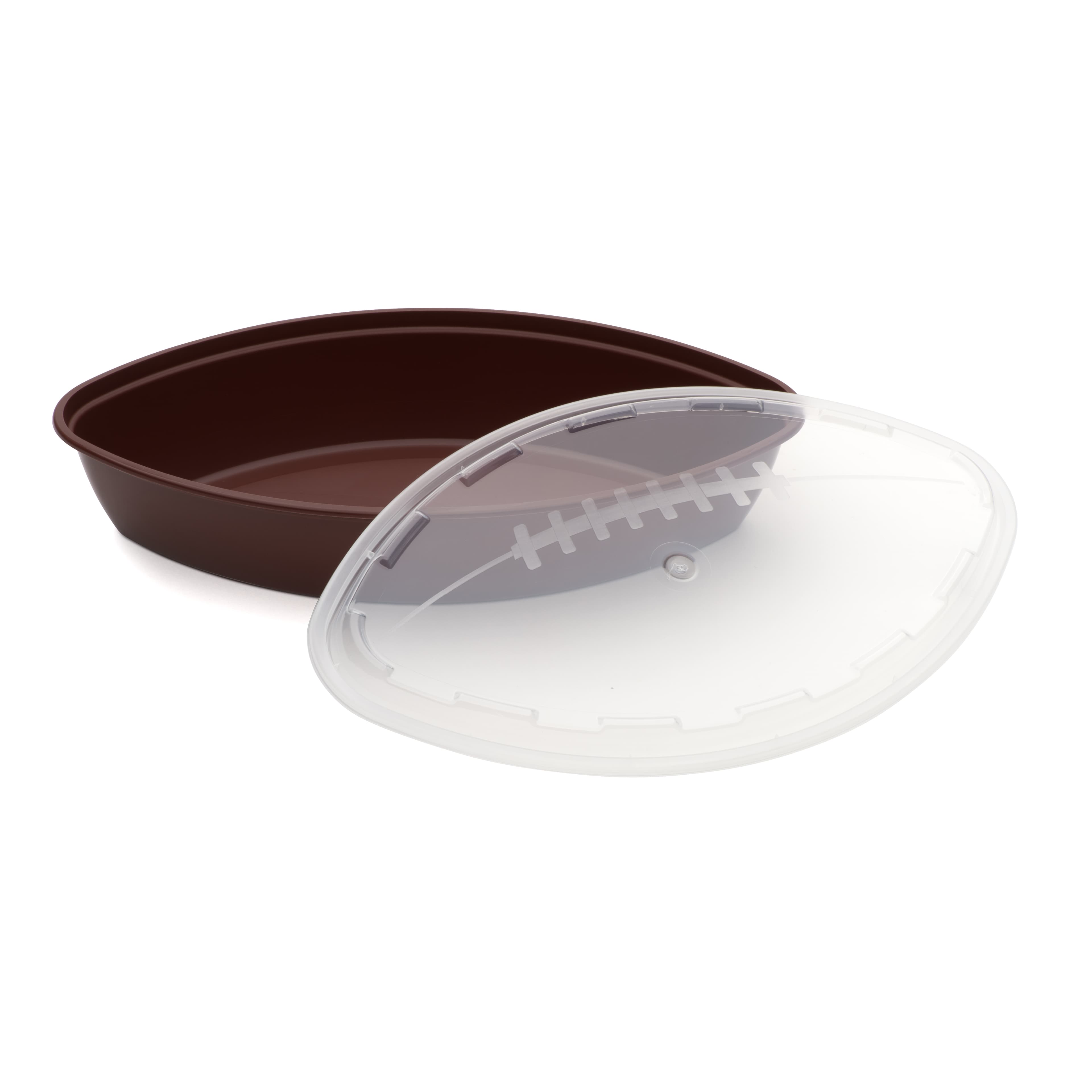 Take-Out Container Base & Lid Combo With Dome Lid 56 OZ Plastic Brown Clear Football 100/Case