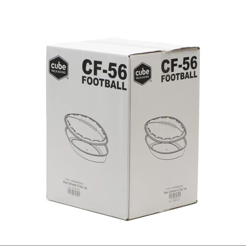 Take-Out Container Base & Lid Combo With Dome Lid 56 OZ Plastic Brown Clear Football 100/Case
