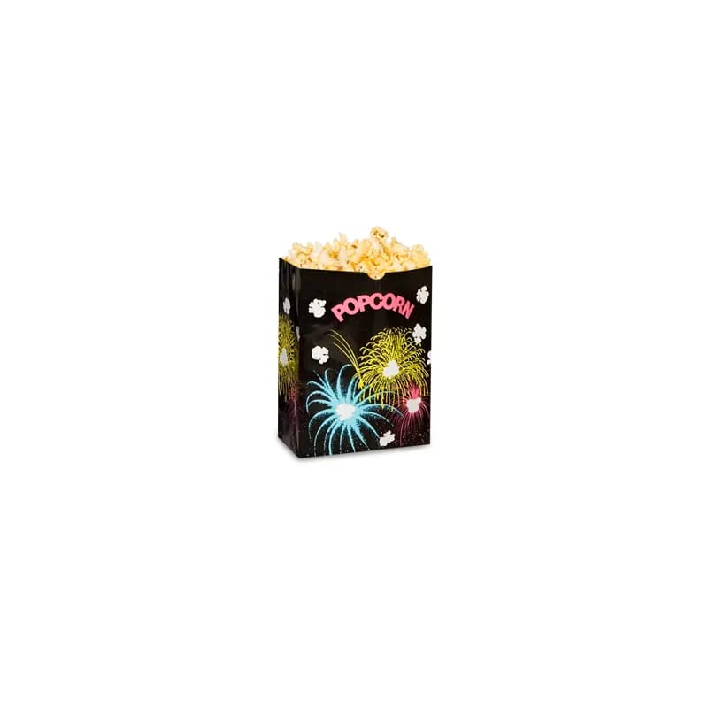 Bagcraft® Popcorn Bag 7.5X3.5X9.625 IN 130 OZ Paper Poly Blend Black FunBurst Grease Resistant 500/Case