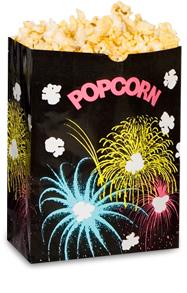Bagcraft® Popcorn Bag 7.5X3.5X9.625 IN 130 OZ Paper Poly Blend Black FunBurst Grease Resistant 500/Case
