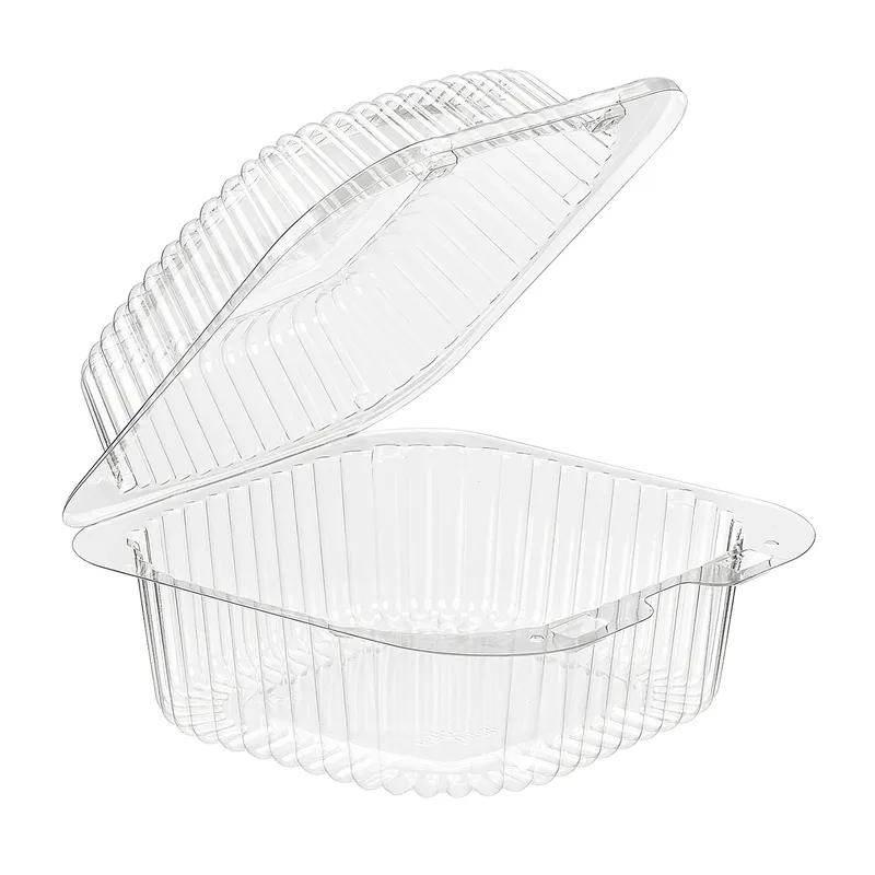 Essentials Take-Out Container Hinged With Dome Lid Small (SM) 5X5X3 IN RPET Clear Square Bar Lock 500/Case