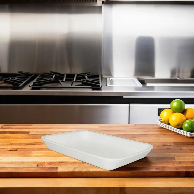 Dyne-A-Pak 2PP Meat Tray 8.25X6X1.125 IN Polystyrene Foam White Heavy 400/Case