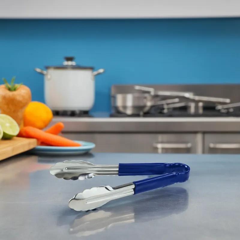 Tongs 9.5X1.625 IN Stainless Steel Blue Heavy Duty Utility 1/Each