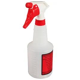 Spray Alert® Spray Bottle & Trigger Sprayer 24 FLOZ Plastic Clear Red White 3/Pack