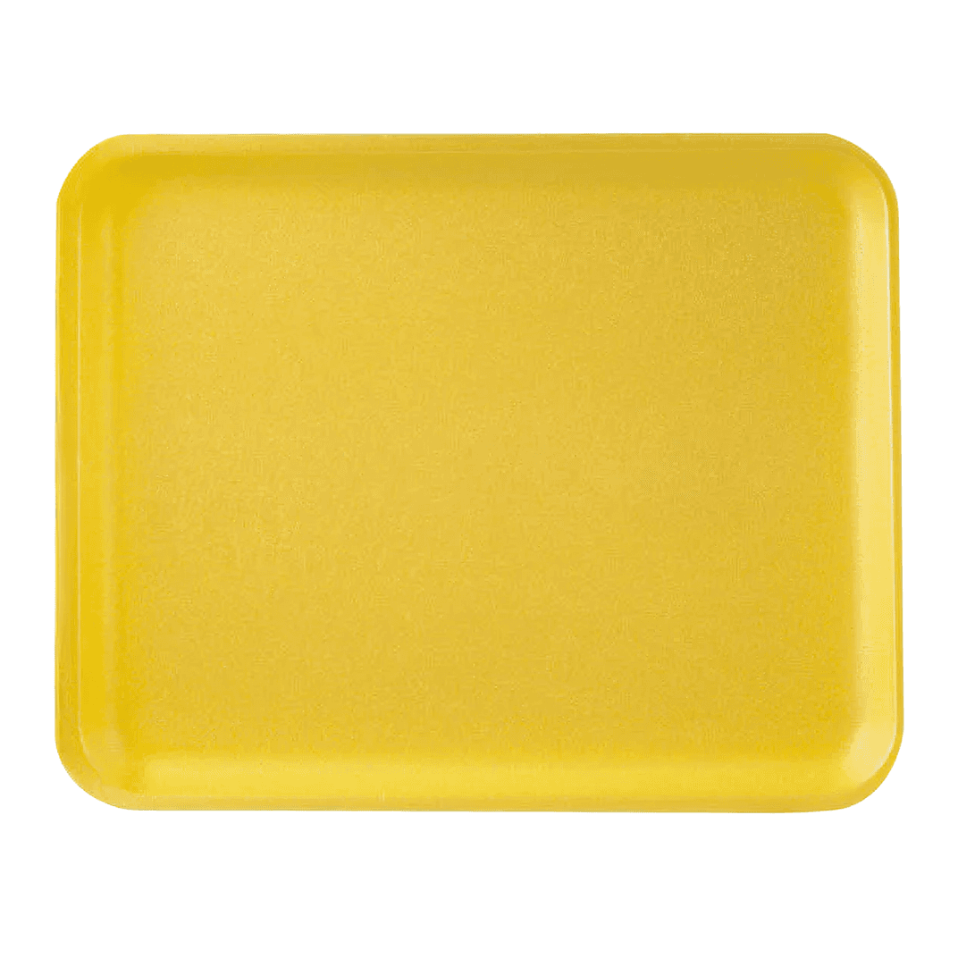8PX Meat Tray 10.62X8.5 IN Polystyrene Foam Yellow Rectangle Heavy 400/Case