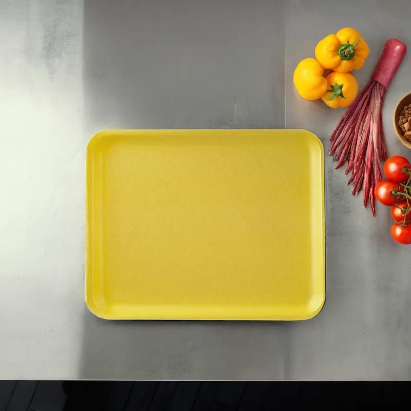 8PX Meat Tray 10.62X8.5 IN Polystyrene Foam Yellow Rectangle Heavy 400/Case