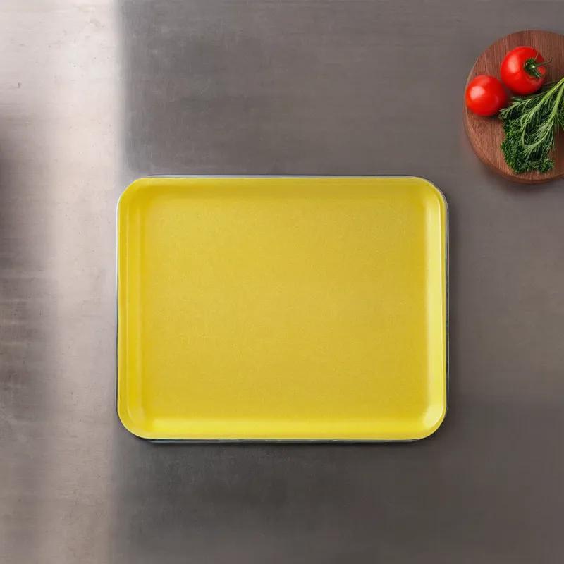 8PX Meat Tray 10.62X8.5 IN Polystyrene Foam Yellow Rectangle Heavy 400/Case