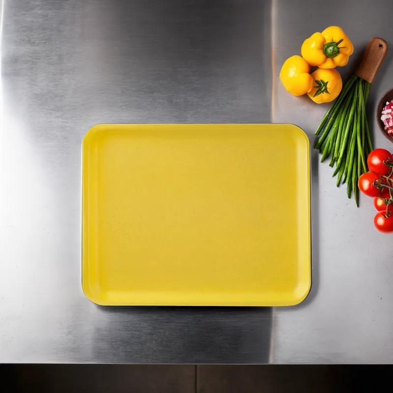 8PX Meat Tray 10.62X8.5 IN Polystyrene Foam Yellow Rectangle Heavy 400/Case