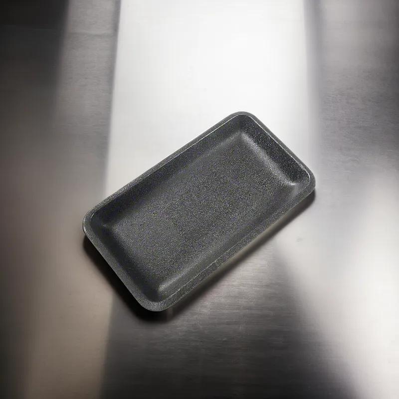 10P Meat Tray 10.94X5.88 IN Polystyrene Foam Black Rectangle Heavy 400/Case