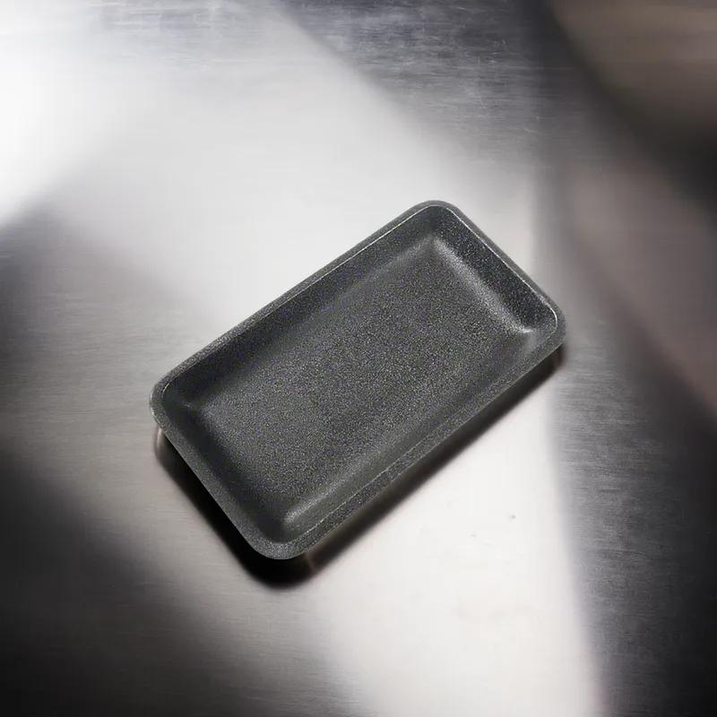 10P Meat Tray 10.94X5.88 IN Polystyrene Foam Black Rectangle Heavy 400/Case