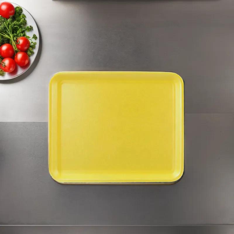 12S Meat Tray 11X9 IN Polystyrene Foam Yellow Rectangle Heavy 250/Case