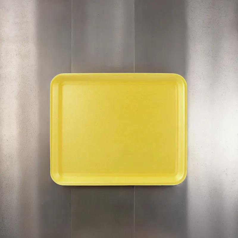 12S Meat Tray 11X9 IN Polystyrene Foam Yellow Rectangle Heavy 250/Case
