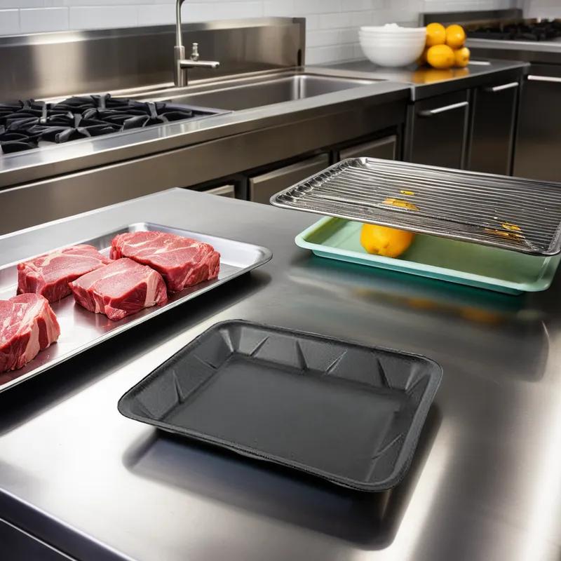 4P Meat Tray 9.25X7.18 IN Polystyrene Foam Black Rectangle 400/Case