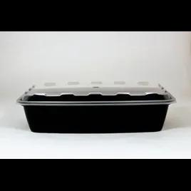 Take-Out Container Base & Lid Combo 56 OZ Plastic Black Clear Rectangle 100/Case