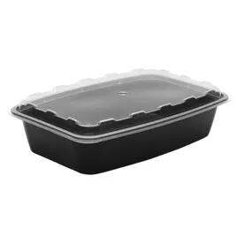 Take-Out Container Base & Lid Combo 56 OZ Plastic Black Clear Rectangle 100/Case