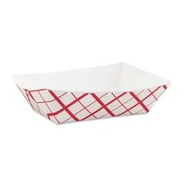 Food Tray 3 LB SBS Paperboard White Red Rectangle 500/Case