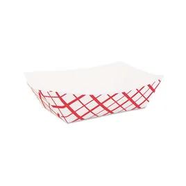 Food Tray 2 LB SBS Paperboard White Red Rectangle 1000/Case